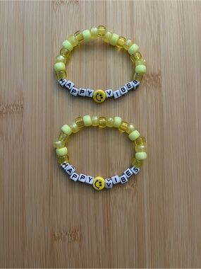 Pony Bead "Happy Vibes" Yellow Beaded Bracelet